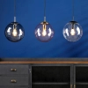 Loftowa wisząca lampa Ripple SP71-RIP8810 szklana kula chrom przydymiony