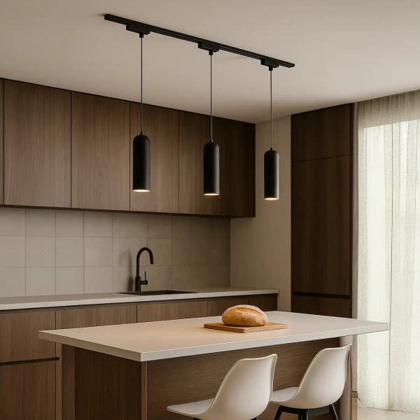 Wisząca lampa szynowa jednofazowa Pipe Track ML2063 tubka czarny