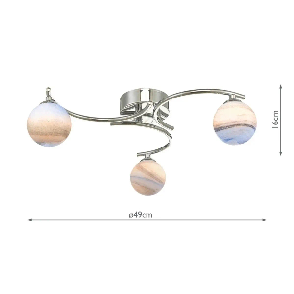 Potrójna sufitowa lampa Atiya ATI5350-07 planety do salonu chrom