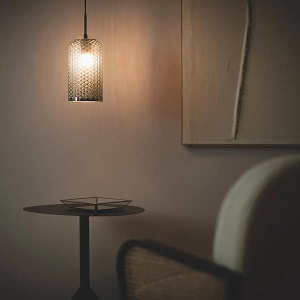 Szklana wisząca lampa Slendore ABR-LWS-C-SLN do sypialni szara