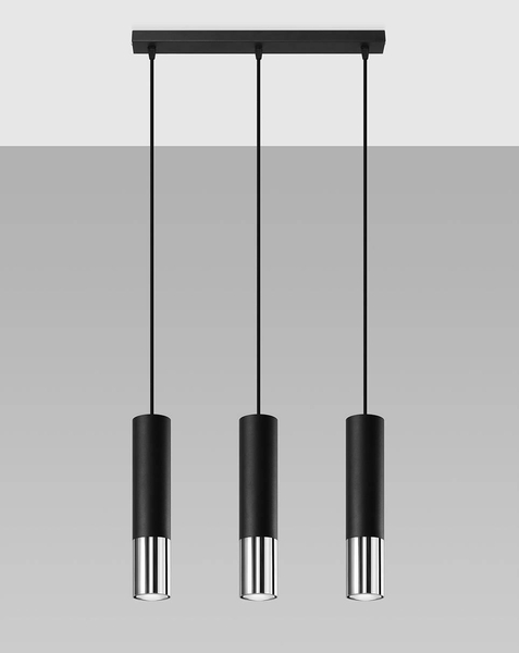 Modernistyczna LAMPA wisząca SL.0942 loftowa OPRAWA metalowe tuby zwis czarny chrom