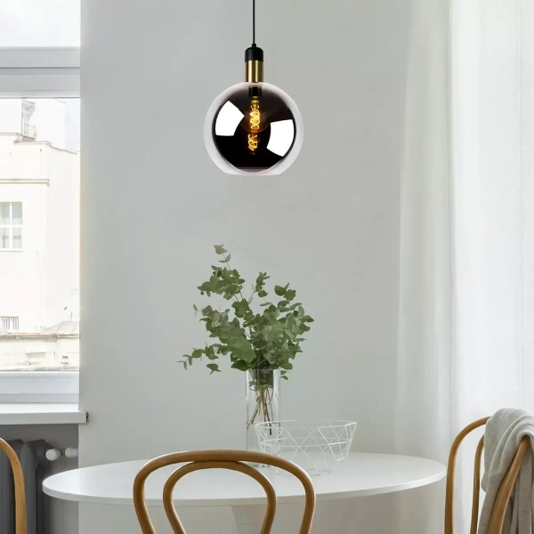 Szklana wisząca lampa Julius 34438/28/65 Lucide loftowa czarna złota