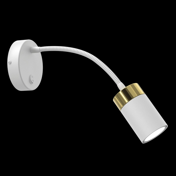 Metalowa lampa ścienna Joker z włącznikiem biała złota