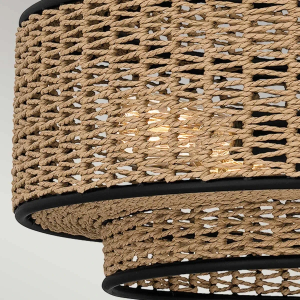 Ekologiczna lampa wisząca Teton QZ-TETON-5P-MBK naturalna lina