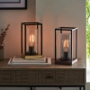 Industrialna stołowa lampa Caleb 93036 ramka czarna brązowa