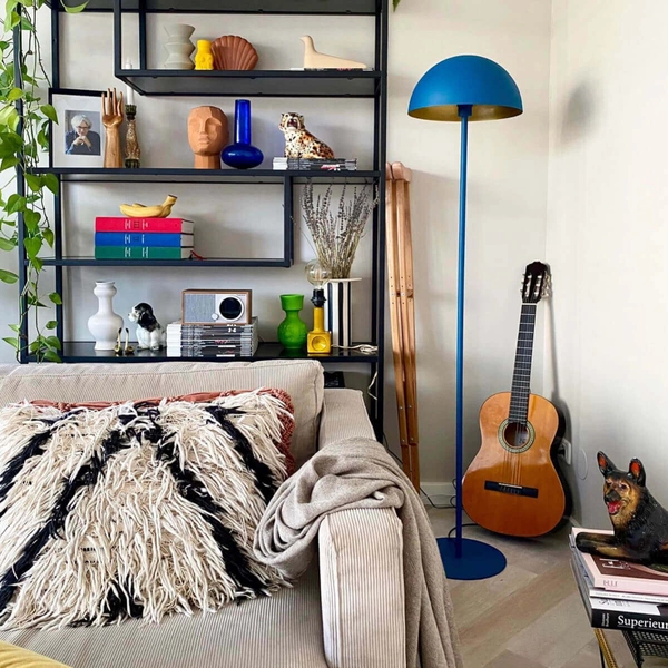 Stojąca lampa SIEMON 45796/01/35 Lucide do sypialni niebieska