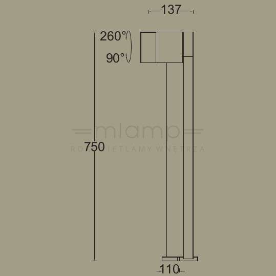 Słupek ogrodowy CUBA 7193802118 regulowany LED 12W 3000K IP54 szara