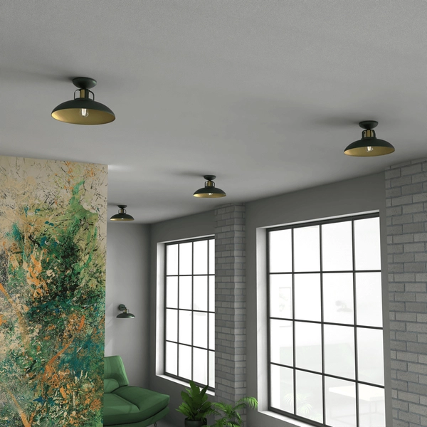 Eklektyczna lampa sufitowa Felix natynkowa zielona złota