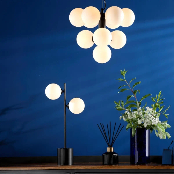 Molekułowa wisząca lampa Vine VIN2322-02 szklana biała czarny