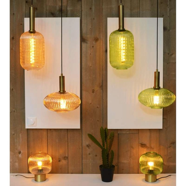 LAMPA wisząca MALOTO 45386/30/33 Lucide loftowa OPRAWA szklany zwis zielony mosiądz