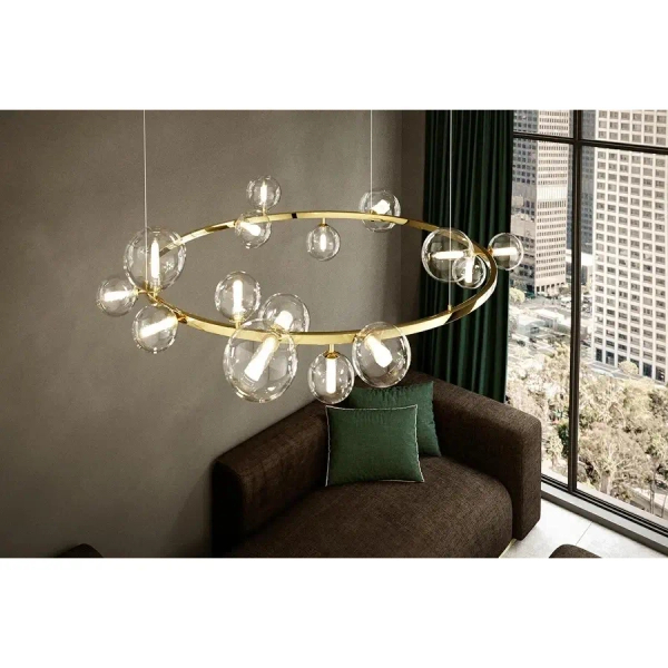 Molekułowa wisząca lampa ALURE złota MSE1501100498 15xG9 szklane kule