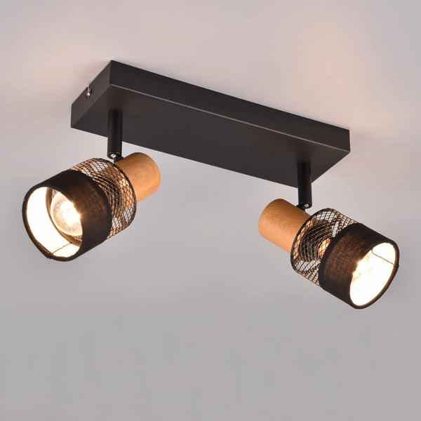 Abażurowe reflektorki na listwie Nandini 811700232 regulacja czarne drewno