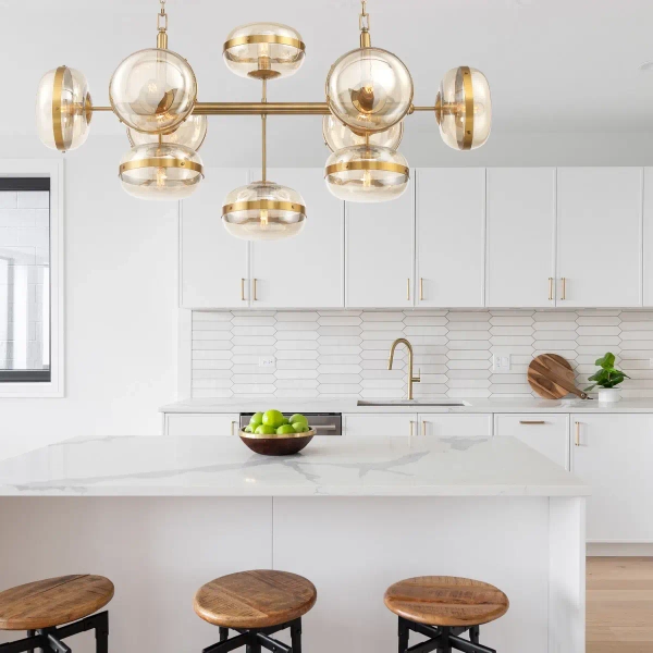 Szklana lampa wisząca Nottingham QN-NOTTINGHAM-10LP-AB złoty przezroczysty