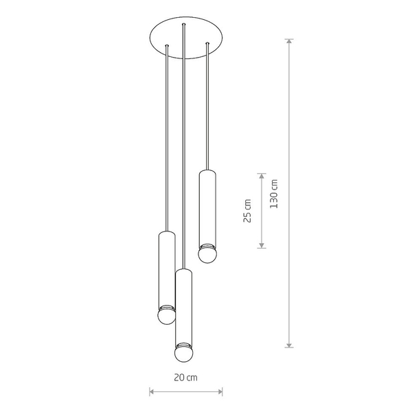Wisząca lampa gabinetowa Baton 7855 minimalistyczne tuby mosiądz