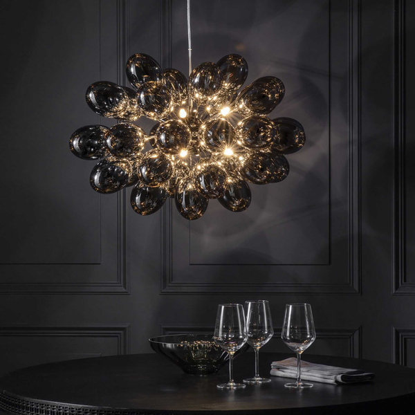 Lampa wisząca szklane klosze Infinity 80124 Endon kulista bańki czarny chrom
