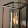 Industrialna stołowa lampa Caleb 93036 ramka czarna brązowa