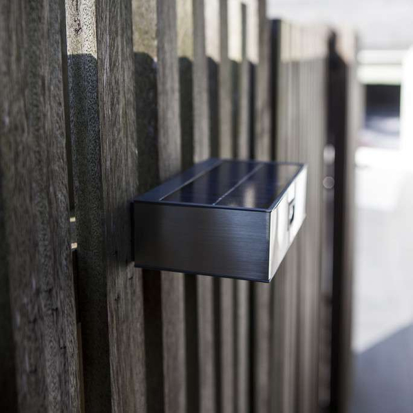 Elewacyjna LAMPA solarna BRICK 6908501308 Lutec prostokątna OPRAWA ogrodowa LED 2W 4000K outdoor IP44 transparentna
