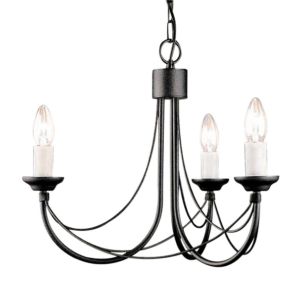 Świecznikowa lampa wisząca Carisbrooke CB3-BLACK Elstead potrójna czarna