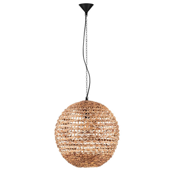 Okrągła lampa wisząca GUARDIA LE44576 ball kula naturalna czarna