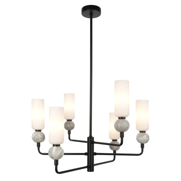 Żyrandol do sypialni Santos PND-95331-6-BK tuby białe szare czarne