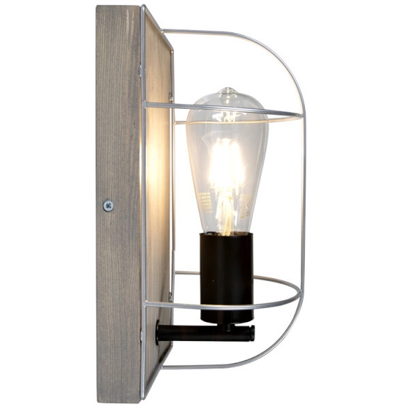 Lampa ścienna NETUNO 92071157 industrialna drewno srebrny
