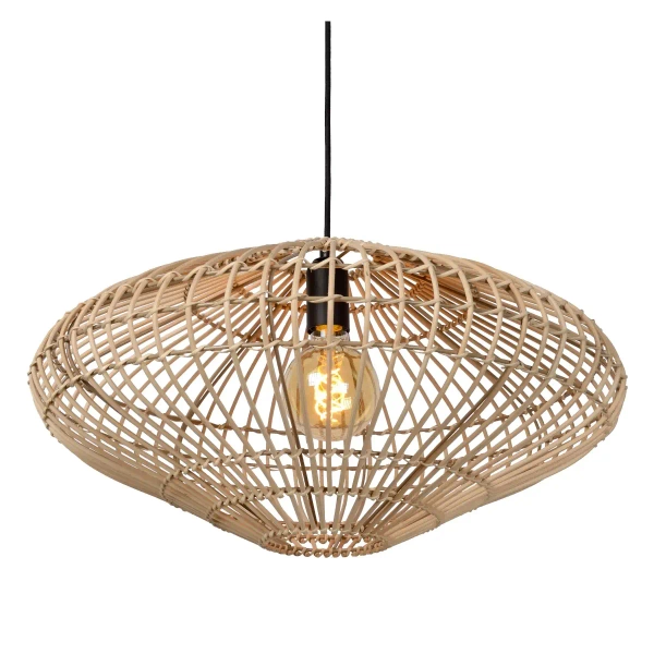 Rattanowa lampa wisząca Magali 03435/56/72 Lucide loftowa drewniana czarna