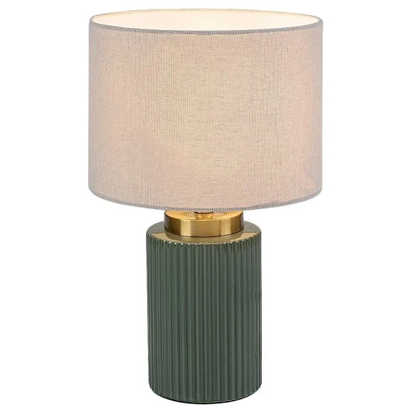 Lampka stołowa do biura Glovy 74046 tuba ryflowana ceramika zielony