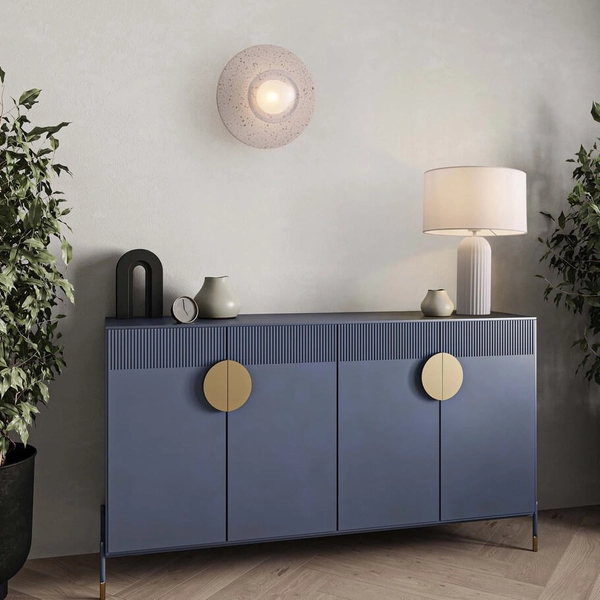 Betonowy kinkiet naścienny do salonu ASUNTA LE44855 okrągły beżowy