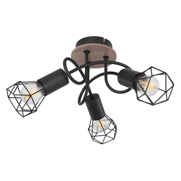 Lampa sufitowa ruchoma Xara 54802S-3DH czarna drewno