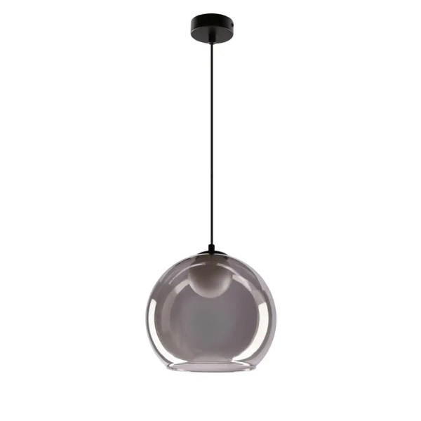 Lampa szklana wisząca nad wyspę Brin 31-38333 ball do sypialni przydymiona