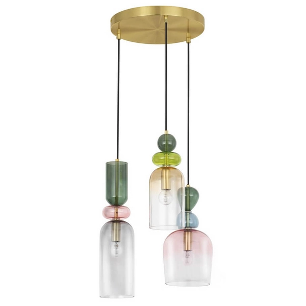Wisząca lampa kaskada Balam LE43400 szkło kolorowa złota