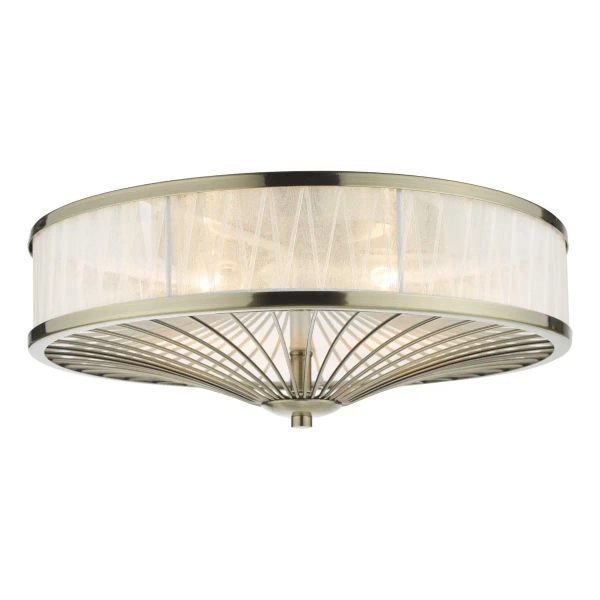 Antyczna lampa sufitowa Oslo OSL5075 okrągła kość słoniowa mosiądz