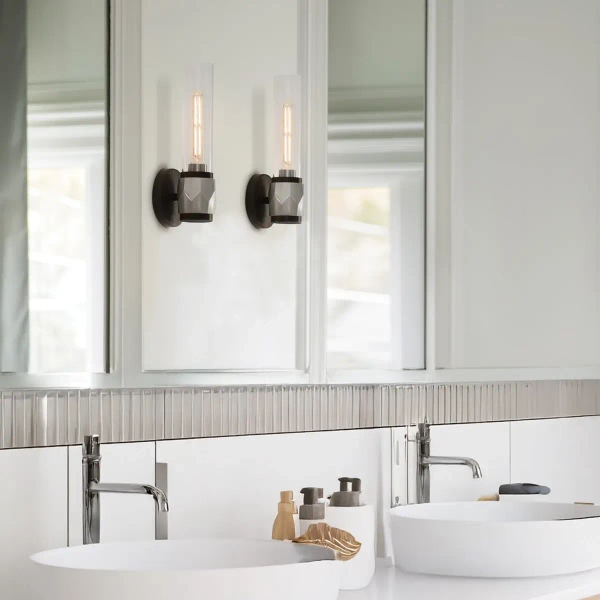 Minimalistyczny kinkiet ścienny Ellison HK-ELLISON1-BK-BN tuba IP44 nikiel