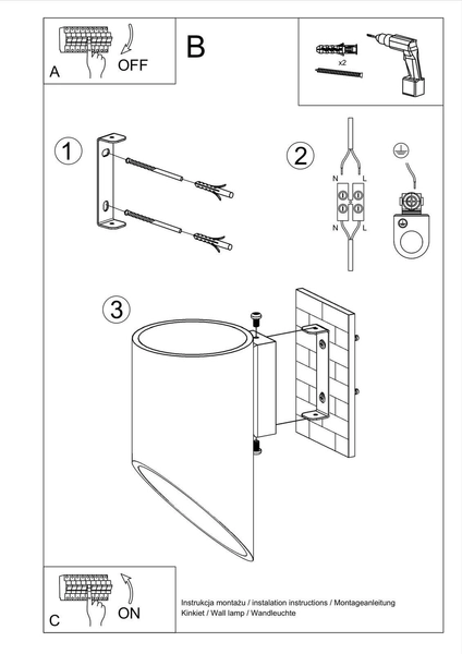 Kinkiet LAMPA ścienna SL.0113 metalowa OPRAWA tuba czarna