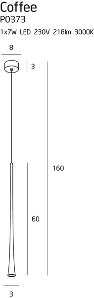LAMPA wisząca COFFEE P0373 Maxlight metalowa OPRAWA zwis LED 7W 3000K kropla łezka drop czarna
