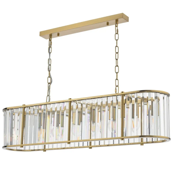 Zwisająca lampa na łańcuchu Kiran KIR3435 do salonu kryształ mosiądz