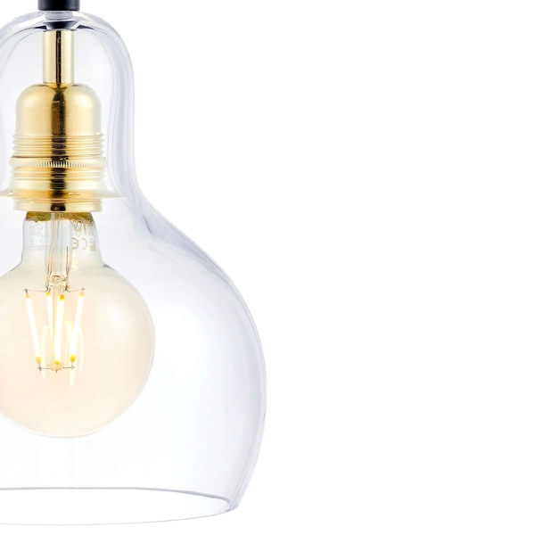 Wisząca LAMPA loftowa LONGIS 10876405 Kaspa skandynawska OPRAWA szklany ZWIS kaskada złota przezroczysta czarna