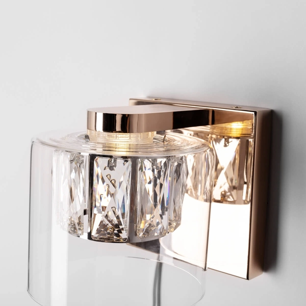 Kryształowy kinkiet GEM W0389-01A-F7AC LED 5W 3000K przezroczysty złoty