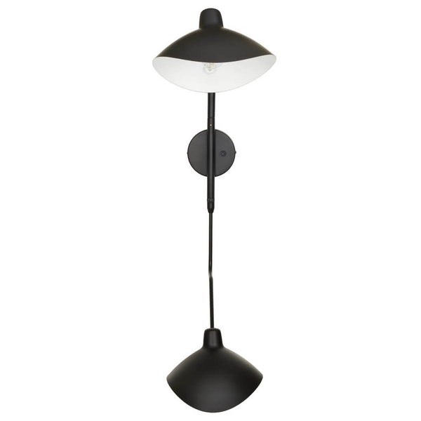 Podwójny kinkiet ścienny z regulacją CRANE W8702-S czarny