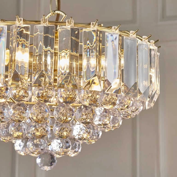 Lampa wisząca z kryształkami Fargo FARGO-14BP Endon mosiądz przezroczysta