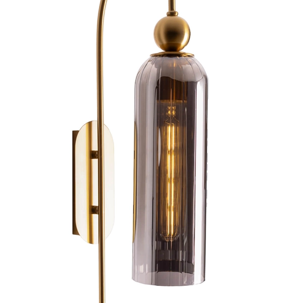 Loftowy kinkiet ścienny Campanila W0333 Maxlight szkło do salonu mosiądz dymiony