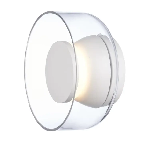 Kinkiet ścienny art deco DONUT ST-5072W biały szklany metalowy LED 6W do sypialni