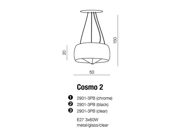 Nowoczesna lampa wisząca Cosmo do przedpokoju chrom