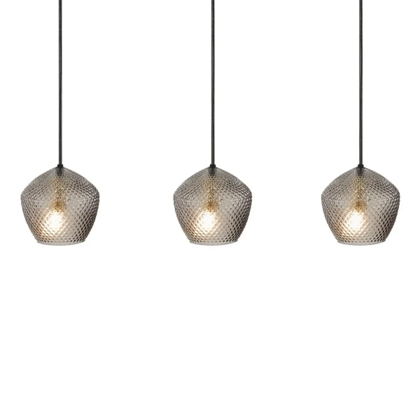 Szklana lampa wisząca Orbiform 2010693047 potrójna bursztynowa czarna