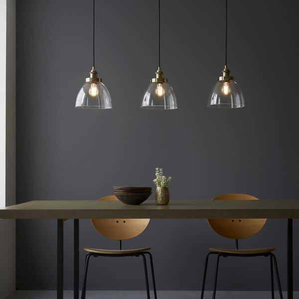 Lampa wisząca na listwie Hansen 98114 Endon przezroczysta mosiądz chrom