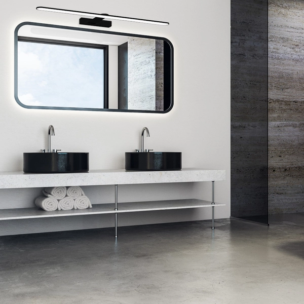 Kinkiet LAMPA ścienna SPLASH ML5616 Milagro metalowa OPRAWA galeryjka LED 12W 4000K nad lustro IP44 czarna