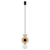 Wisząca drewniana lampa Drops 11174 japandi okręgi drewniana szklana biała