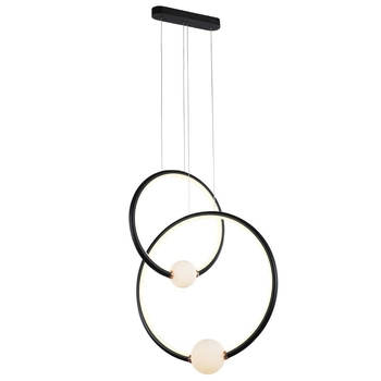LAMPA wisząca LOZANNA PND-20112035-2B-BL Italux metalowa OPRAWA zwis LED 44,8W 3000K pierścienie rings kule balls czarne
