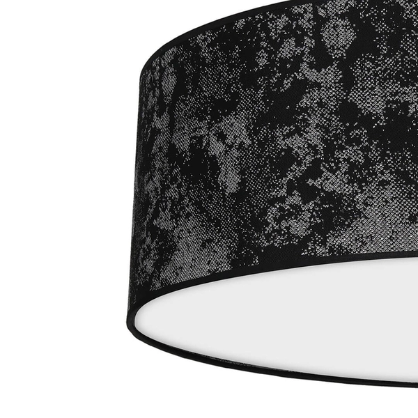 Abażurowy plafon salonowy Satino okrągły czarny srebrny