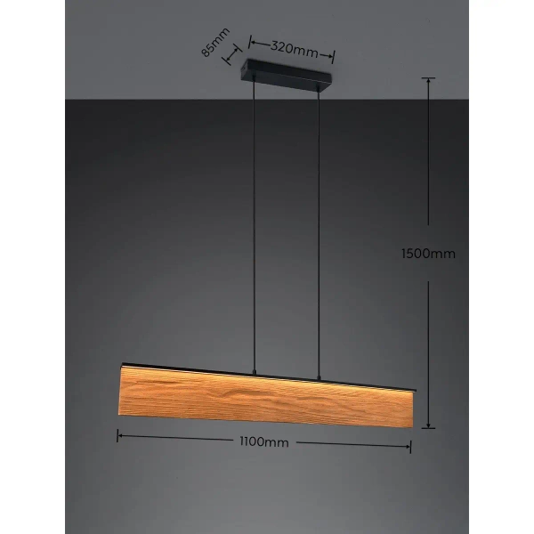 Drewniana wisząca lampa Kalea 355510130 LED 39W 3000K podłużny brązowy
